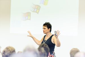 Lyssa Adkins in Action auf dem Scrum-Day 2013 Lyssa Adkins in Action